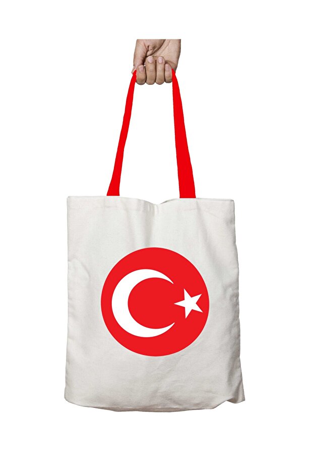 Our Turkish Flag Washable Shoulder Bag with Red Handles