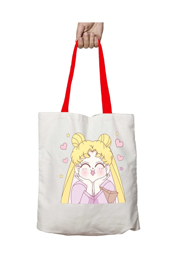 Sailor Moon Kawaii Washable Shoulder Bag with Red Handles