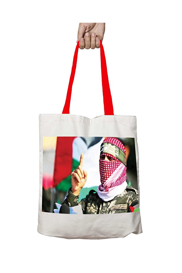 Kassam Brigade Washable Shoulder Bag with Red Handles