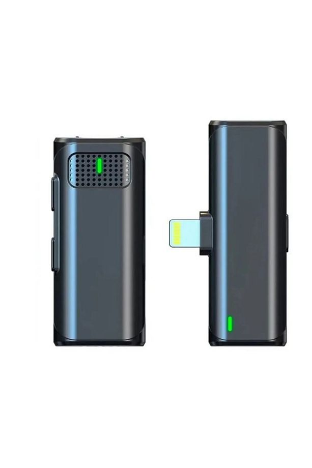 V8 iPhone Lightning Uyumlu Kablosuz Yaka Mikrofonu Klipsli Şarj ve Taşıma Kutulu - 1