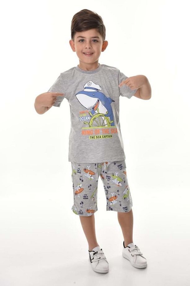 Captain Shark Erkek Çocuk Şortlu Takım Mnk0493 Füme - 1
