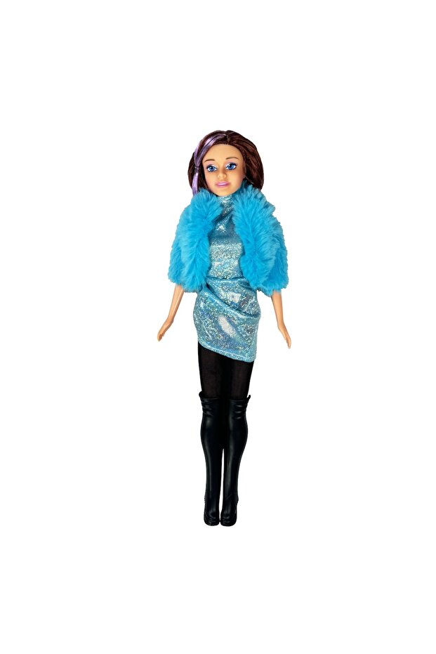 Kutulu 29Cm Parlak Drape Elbiseli Bebek Oyuncak Elbiseli Kürklü Bebek (Kız Çocukları İçin Oyuncak) - 1
