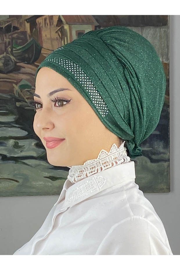 Trend Model Drapeli Taşlı Simli Şal