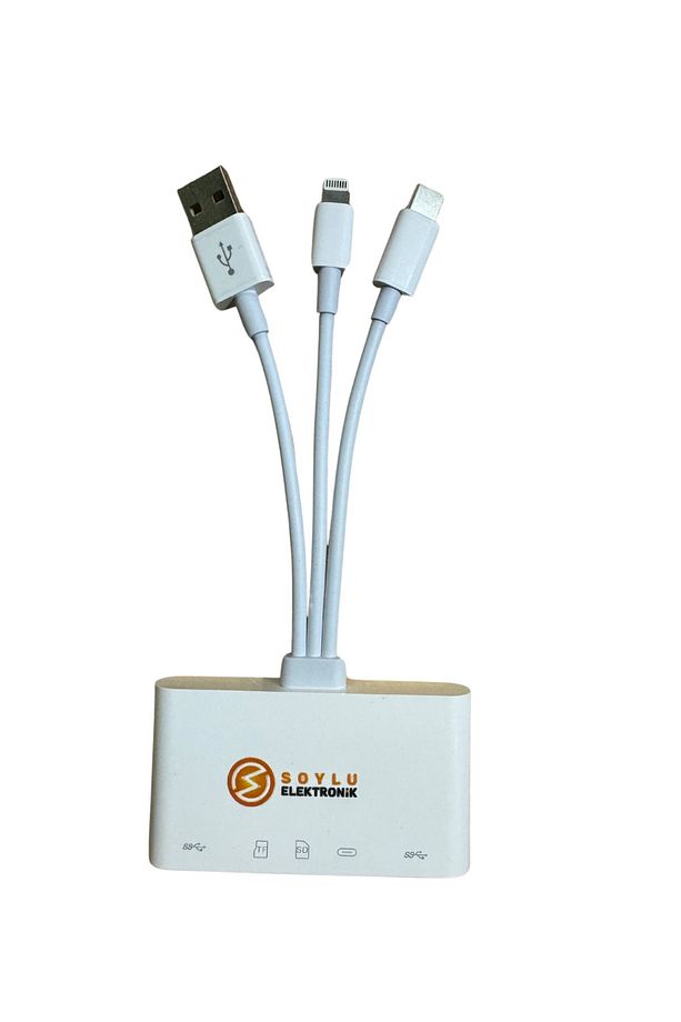 5-in-3 Usb-Type c-Lightning to SD-TF-USB-Hafıza Kartı Okuyucu, Görüntüleyici OTG Kamera Adaptörü - 1