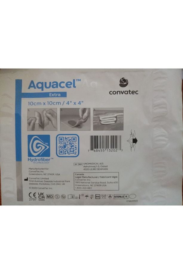 YARA ÖRTÜSÜ AQUACEL Ag 10x10 Cm Gümüşlü Hidrofiber Yara Örtüsü ( 1 ADET ) - 1