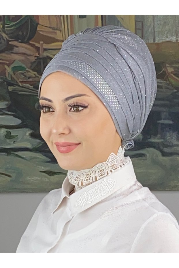 Trend Model Drapeli Taşlı Simli Şal