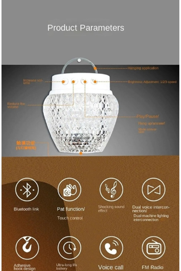 Kancalı Asılabilir Renkleri Dokunmatik Değişebilen Kristal USB/tf/Bluetooth Lamba ve Müzik Çalar - 1