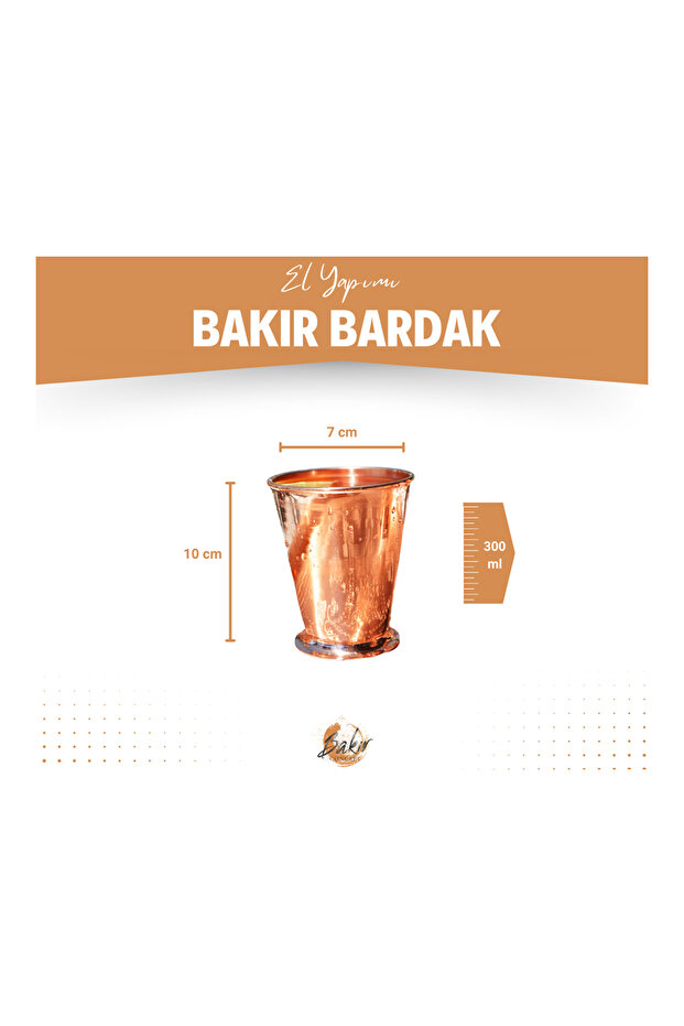 Bakır Bardak Kısa Şerbet Model Bakır Renk (KALAYSIZ) - 6
