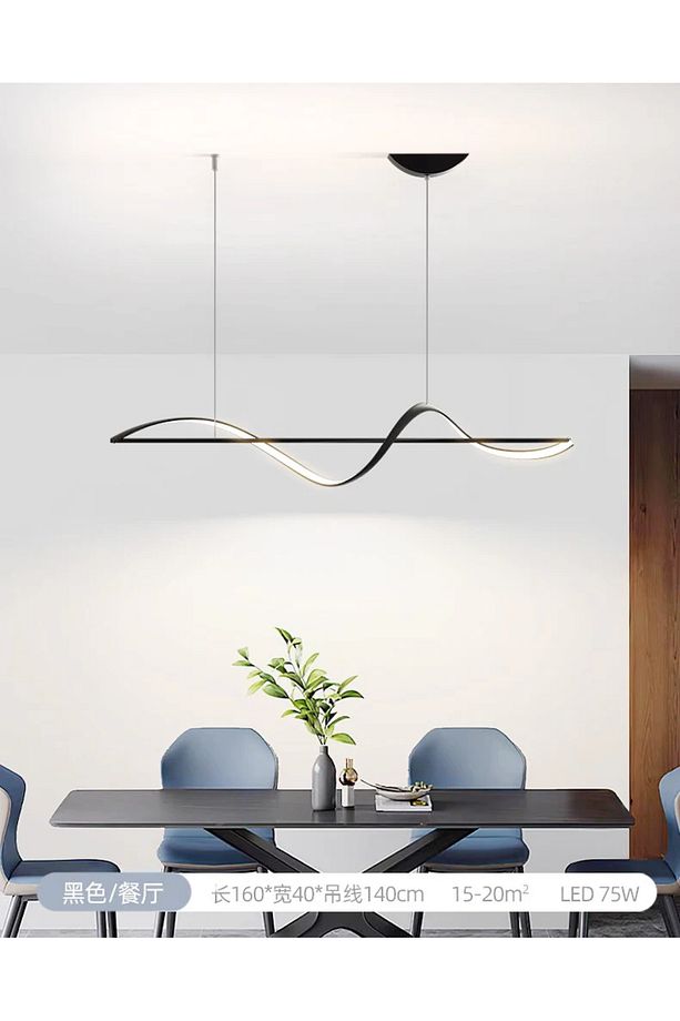 Ledli Yemek Masası Uzun Avize Modern Sıralı 3 Renk Ledli Sıralı Ledli Avize - 2