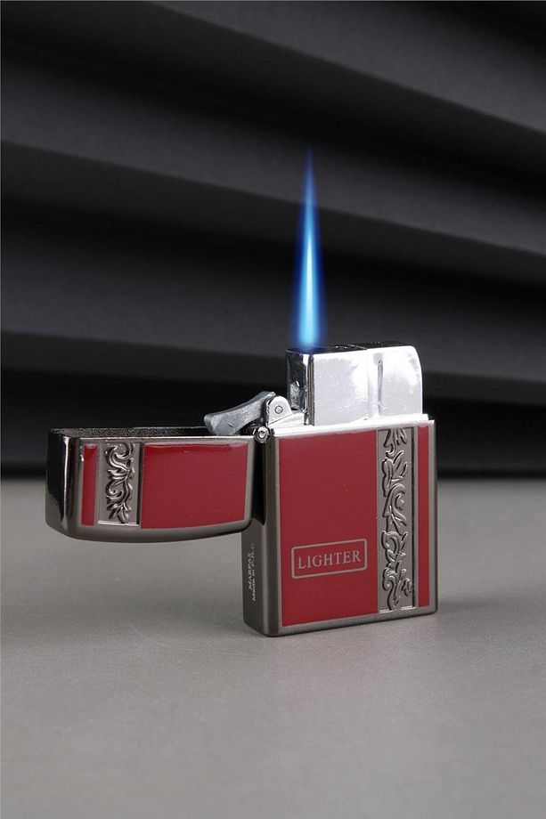 Kapaklı Metal Işlemeli Güçlü Torch Bordo Gazlı Çakmak Caksm049m - 1