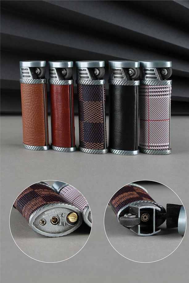 Suni Deri Kaplama Özel Tasarım Kapaklı Güçlü Torch Taba Gazlı Çakmak Caksm026t - 3