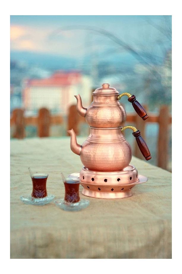Bakır Çaydanlık Çekiç Dövmeli Kalın Mat Bakır Renk - 1