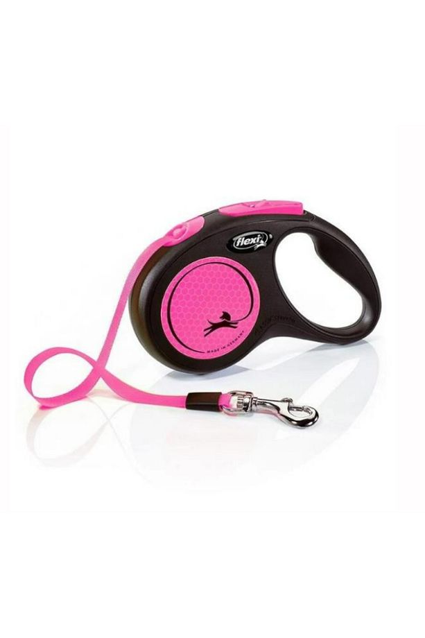 Neon Reflektörlü Şerit Otomatik Köpek Gezdirme Tasması Pembe Small 5 Mt - 235-100314p - 1