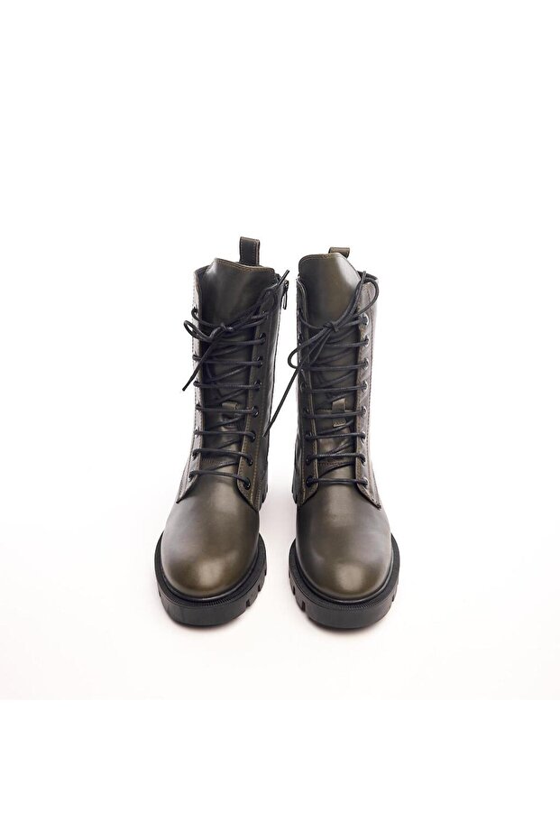 Hakiki Deri Fermuarlı Kadın Bot - 3