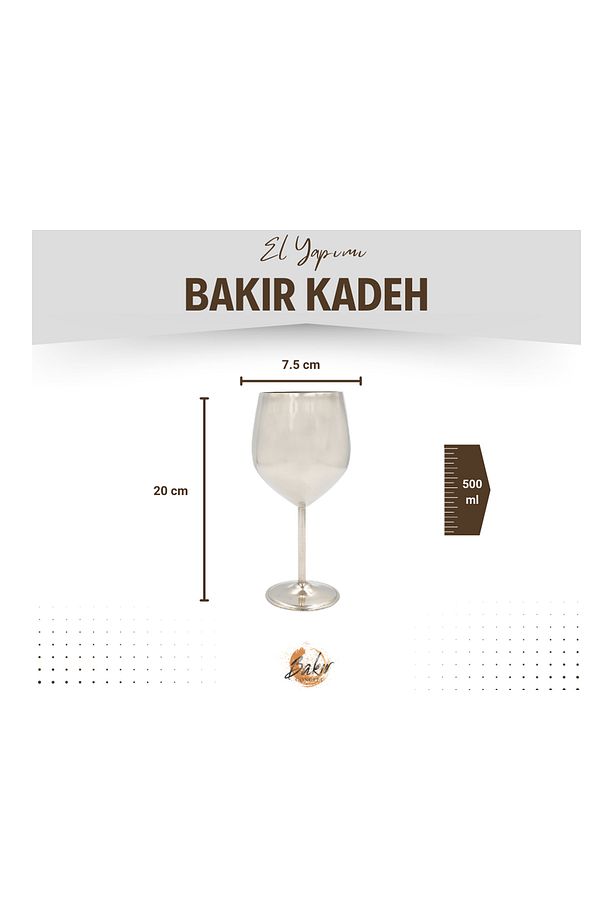 Bakır Kadeh Modern Model Gümüş Renk - 5