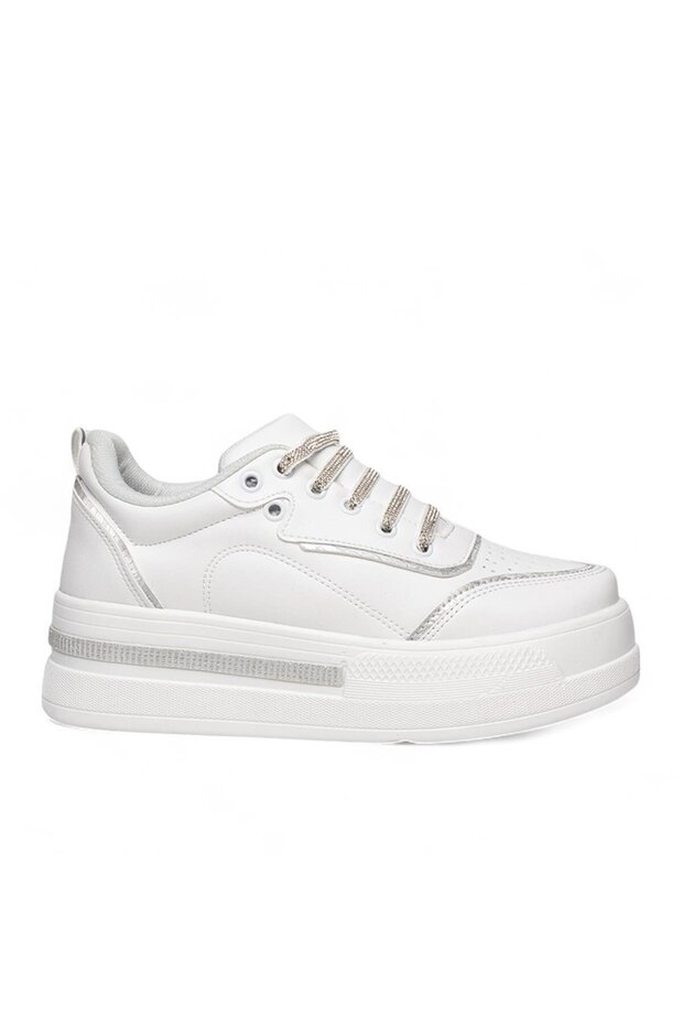 Wedge High Heel Stoned Comfortable Anatomical White Women's Sports Shoes