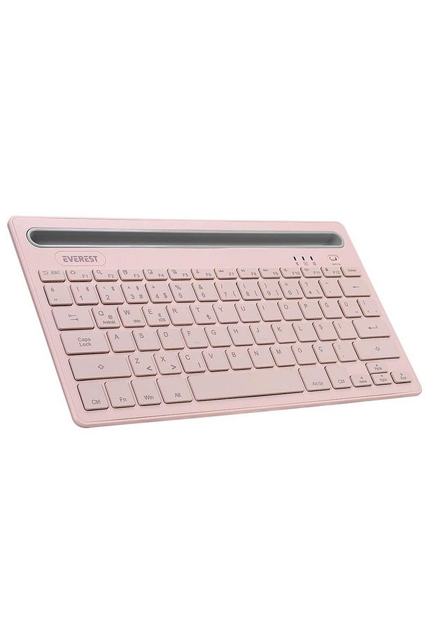 KB-BT82 Pembe-Gri Bluetooth Ultra İnce+Şarjlı Q Mac-Win-Android-Ios Uyumlu Kablosuz klavye - 1