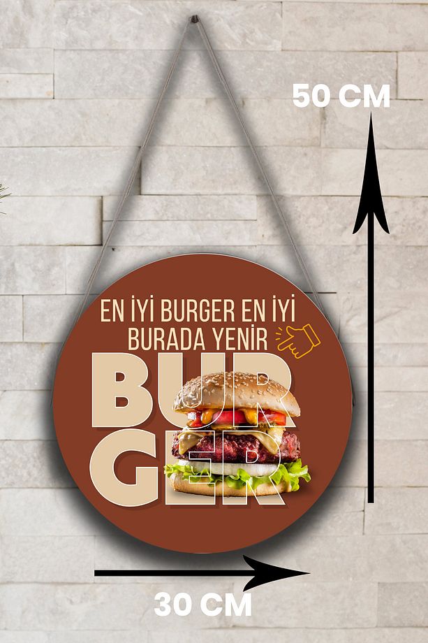 Hamburger Dükkanı Duvar, Kapı Tek Taraflı Askılı Pano Karşılama Tabelası, Burger Salonu Tablo Süsü - 5