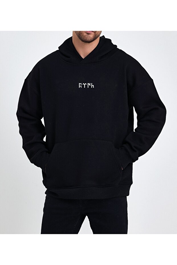 Turkish Printed Oversize Hooded Sweatshirt Hoodie