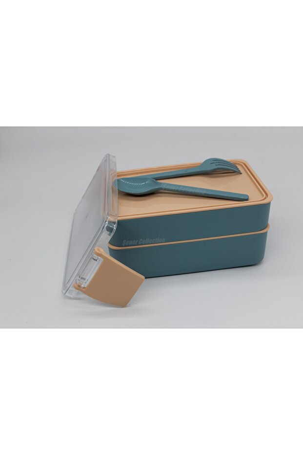 Double Layer Food Container Practical Durable and Stylish Lunch Box with Fork and Spoon Lunch Box - 2