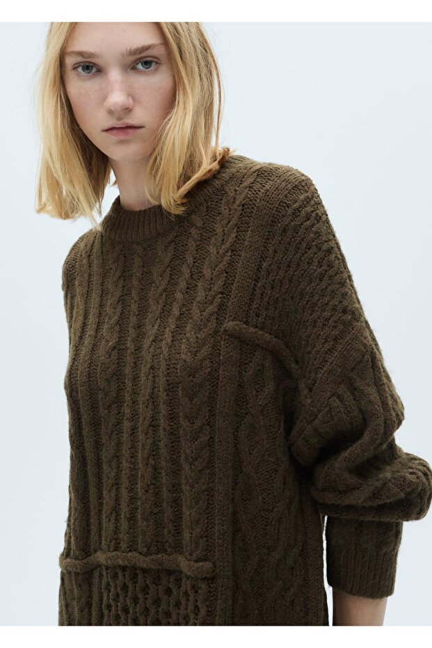 Örgü Desenli Elbise - 6