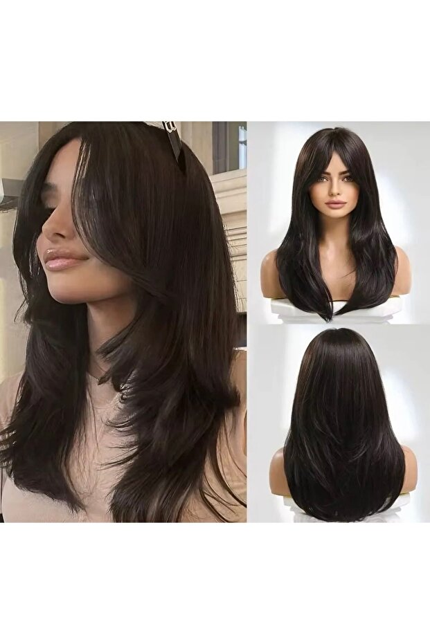favorim peruk Luxury perçemli kahve vip model