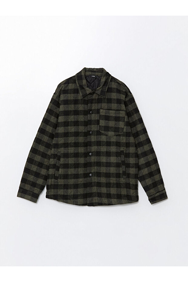 Regular Fit Uzun Kollu Ekose Erkek Gömlek Ceket - 6