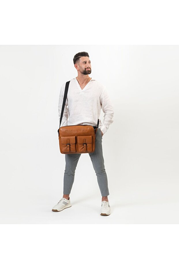 Memphis 38 cm Leder Messenger - Facial Computer Fach - 5