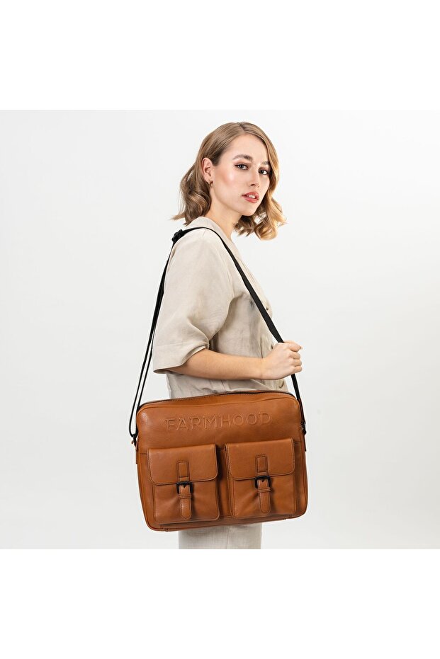 Memphis 38 cm Leder Messenger - Facial Computer Fach - 6