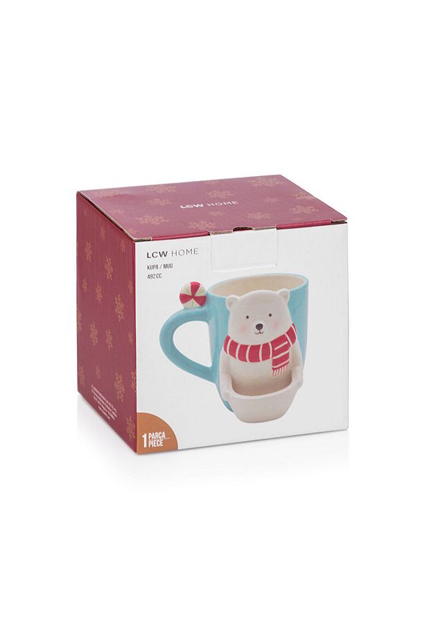 LCW HOME Su Mavisi Ayıcık Figürlü Seramik Kupa 492 Ml - 4