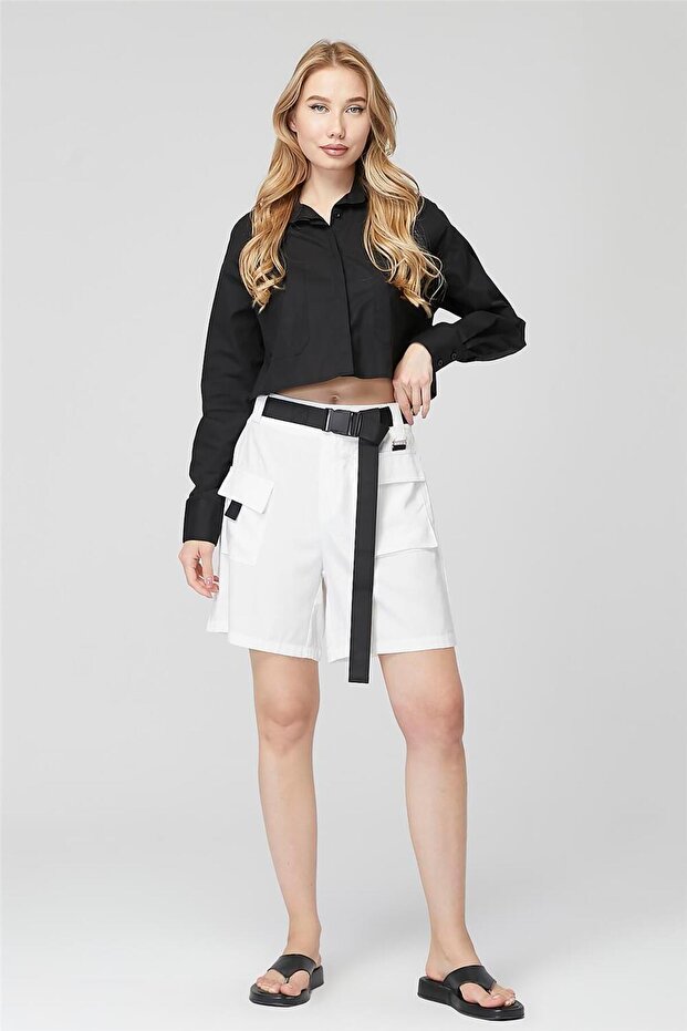 Bantlı Cepli Şort - 3