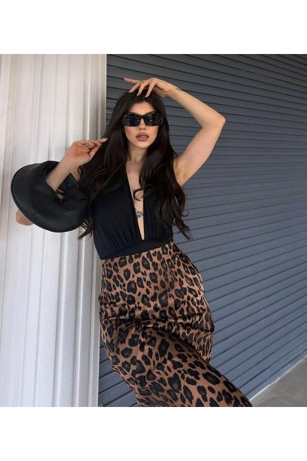 DESENLİ MİDİ ETEK LEOPARRr - 1