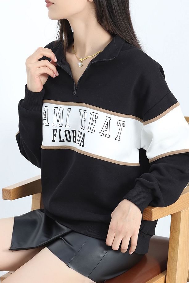 DeFactoFit Oversize Fit Yarım Fermuarlı Kalın Sweatshirt - 6