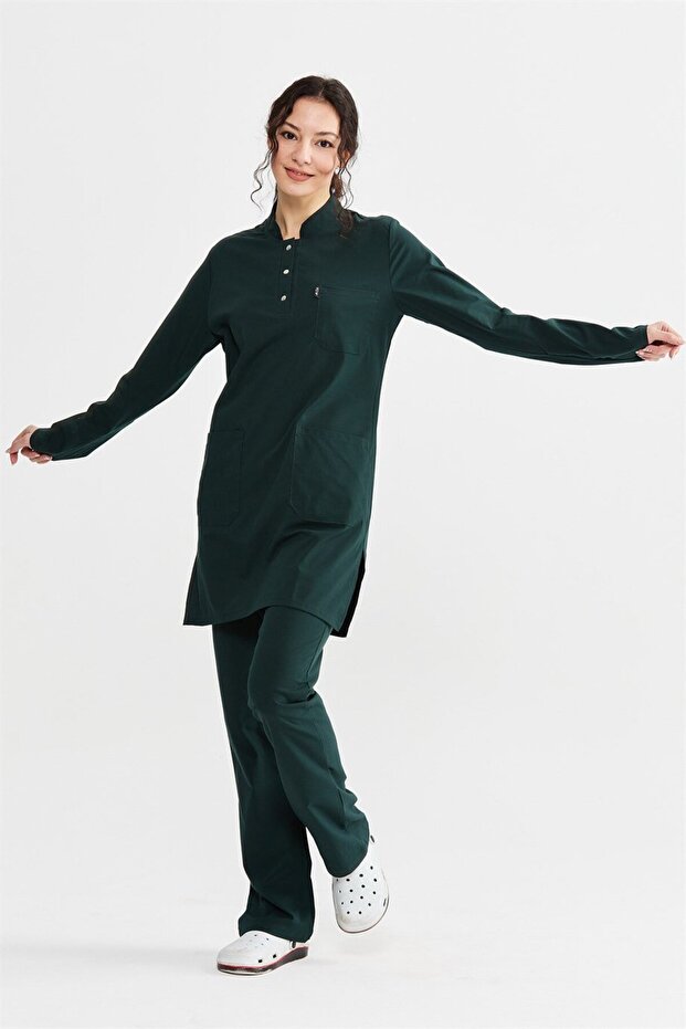 Ultralycra Modest - Lycra Doctor Nurse Hijab Uniform Set, Dark Green