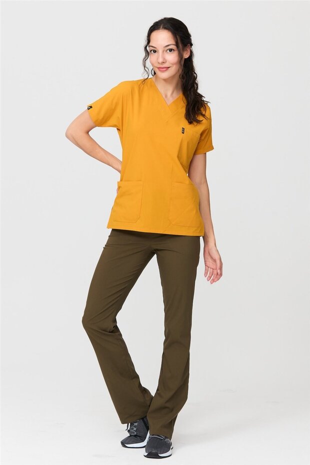 Ultralycra Harmony/Spaniard - Lycra Doctor and Nurse Uniform Set (Women), Saffron/Khaki
