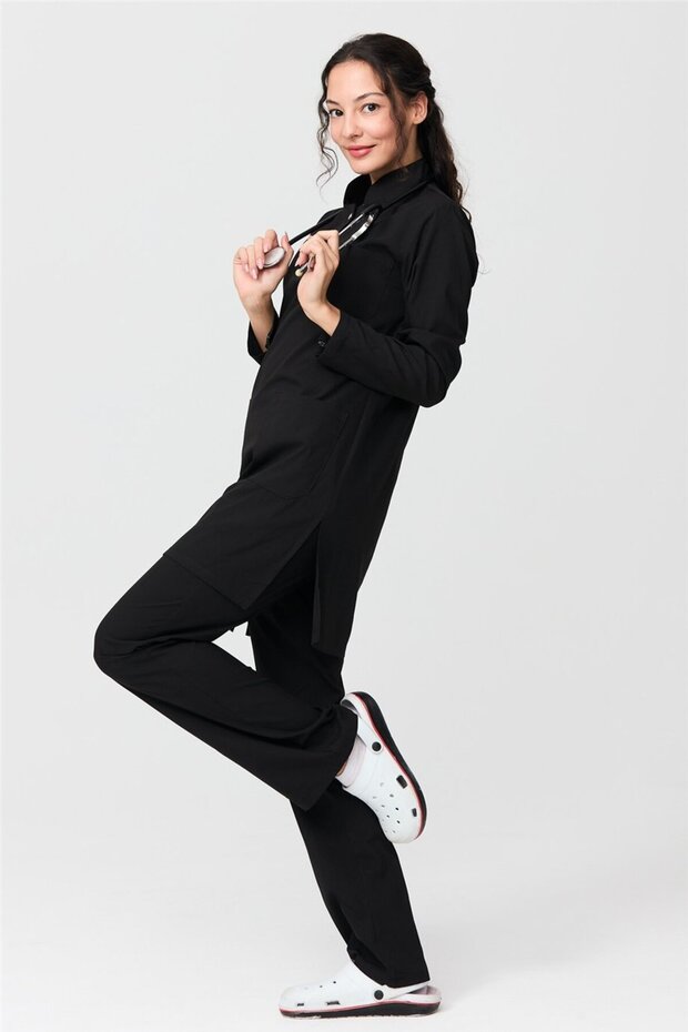 Ultralycra Modest - Lycra Doctor Nurse Hijab Uniform Set, Black