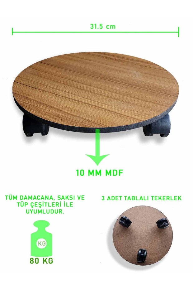 Mdf Wheeled Bottle, Flower Pot and Tube Transport Device – 31.5 Cm, 80 kg Capacity Stand