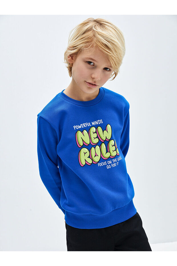 Lcwk Crew Neck Printed Long Sleeve Boys' Sweatshirt