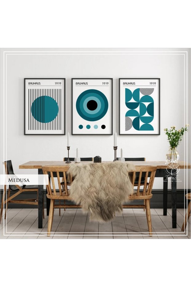 Metal Framed Real Glass Table Medusas Set of 3