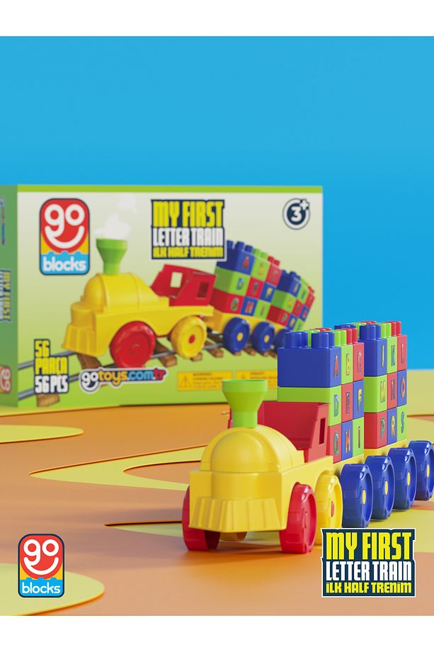 Go Blocks İlk Harf Trenim 56 Parça Yapı Blok Seti Yapı Oyuncakları Mega Blok - 3