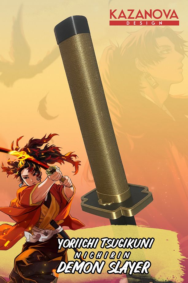 Yoriichi Tsugikuni Demonslayer Anime Katlanabilir Katana (98 CM) - 3
