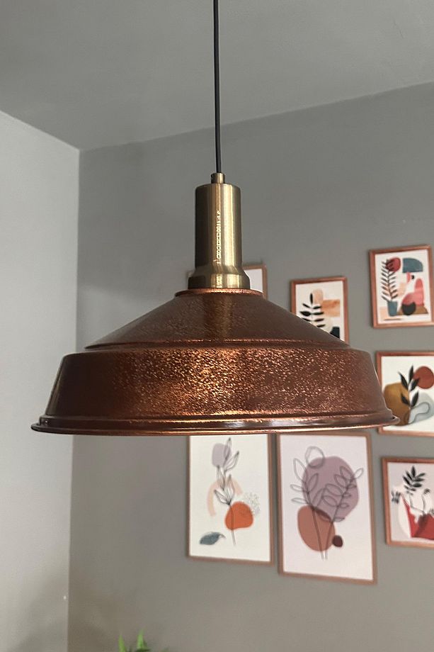 Bakır Asaletli Tekli Avize Ahşap Başlık Retro Sarkıt Lamba Restoran Salon Aydınlatma - 4