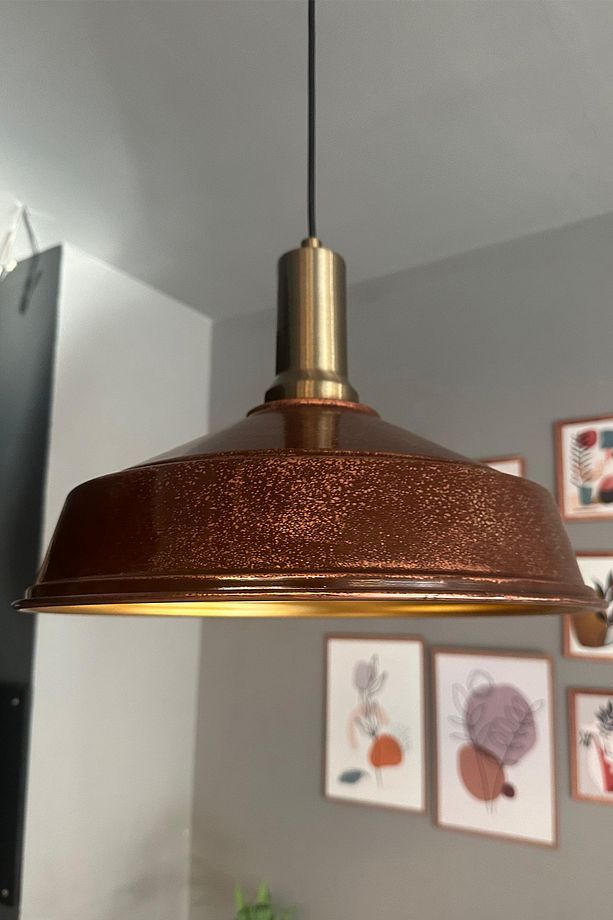 Bakır Asaletli Tekli Avize Ahşap Başlık Retro Sarkıt Lamba Restoran Salon Aydınlatma - 7