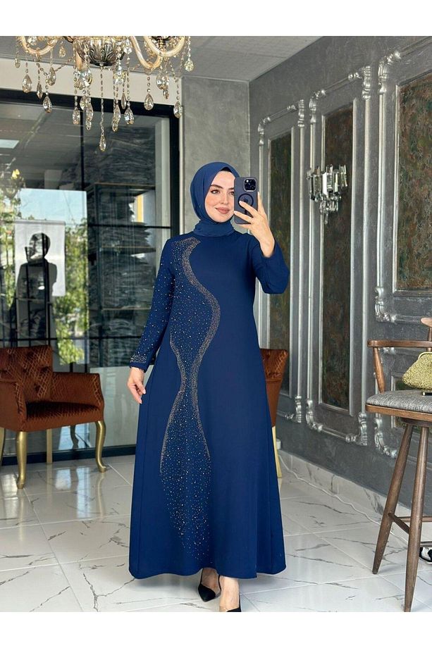 Halime Elbise Lacivert Beden 1-38-40 - 1