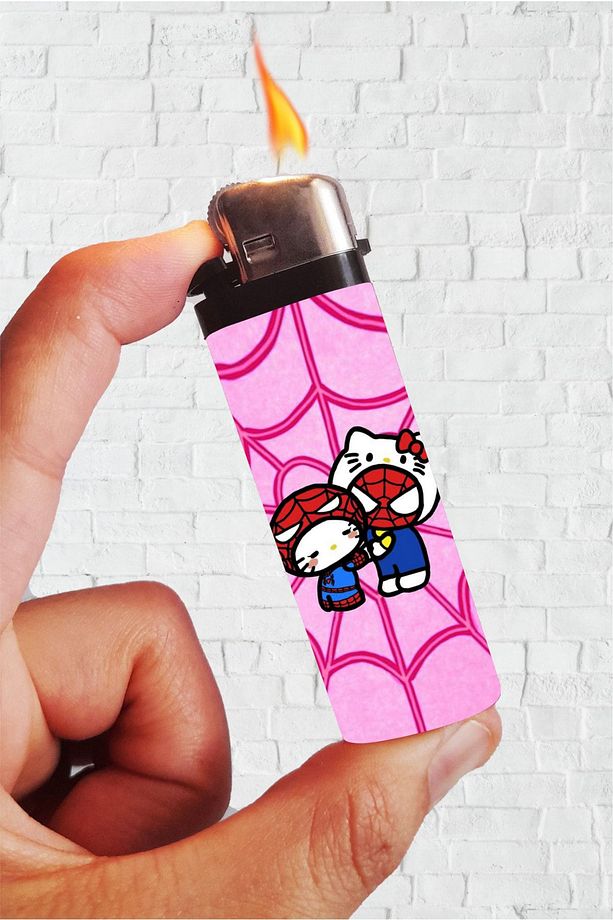 Çakmak Hello Kitty Ve Spiderman Love Full Kaplamalı Gazlı Çakmak - 1