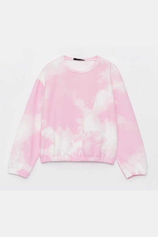 Girl's Sweatshirt Tie Dye Patterned Pink- Mila