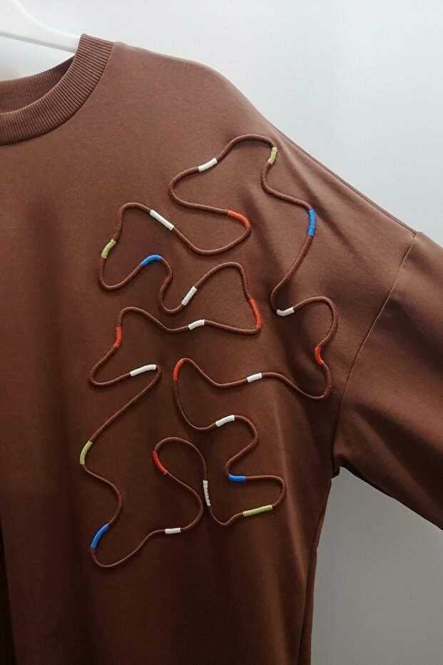 Renkli İşlemeli Basic Sweat Tunik - 3