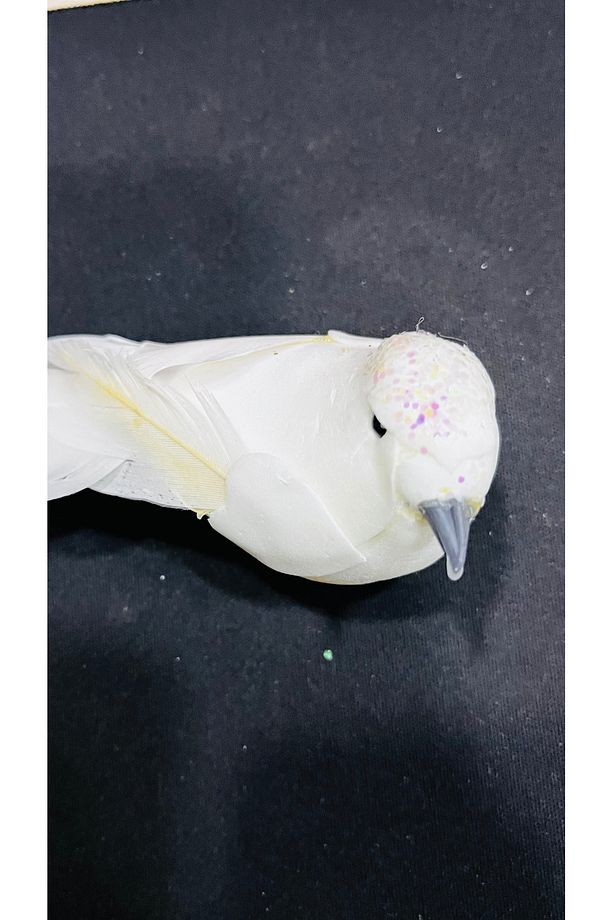 Strafor Güvercin Yapay Tüylü Simli 11*4 cm Dekoratif Ev Ofis Yılbaşı Süsü 1 Adet - 4