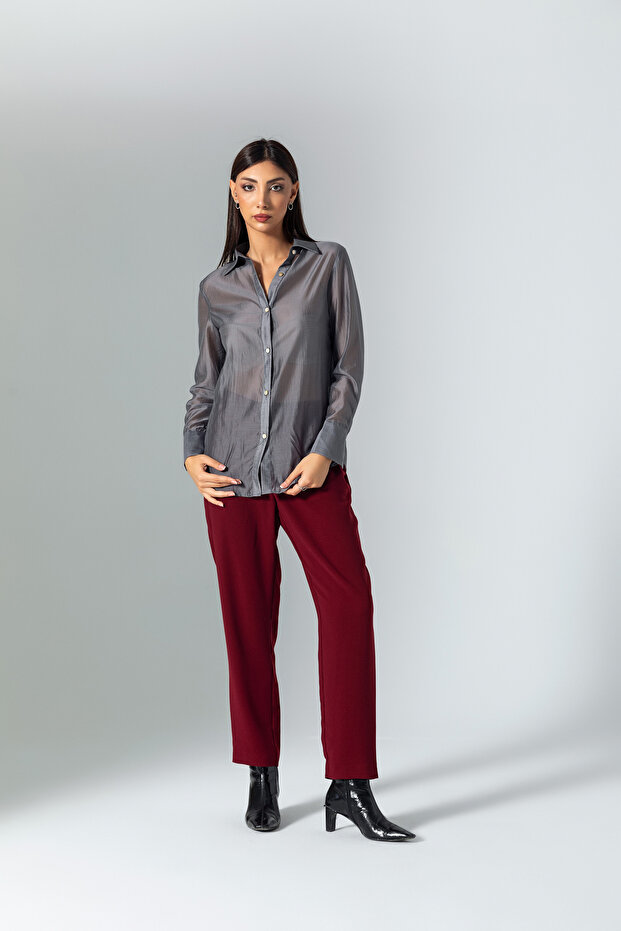 Gri Parlak Gömlek - 3