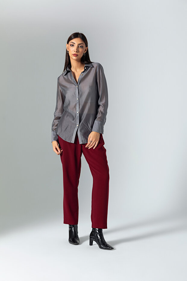 Gri Parlak Gömlek - 6